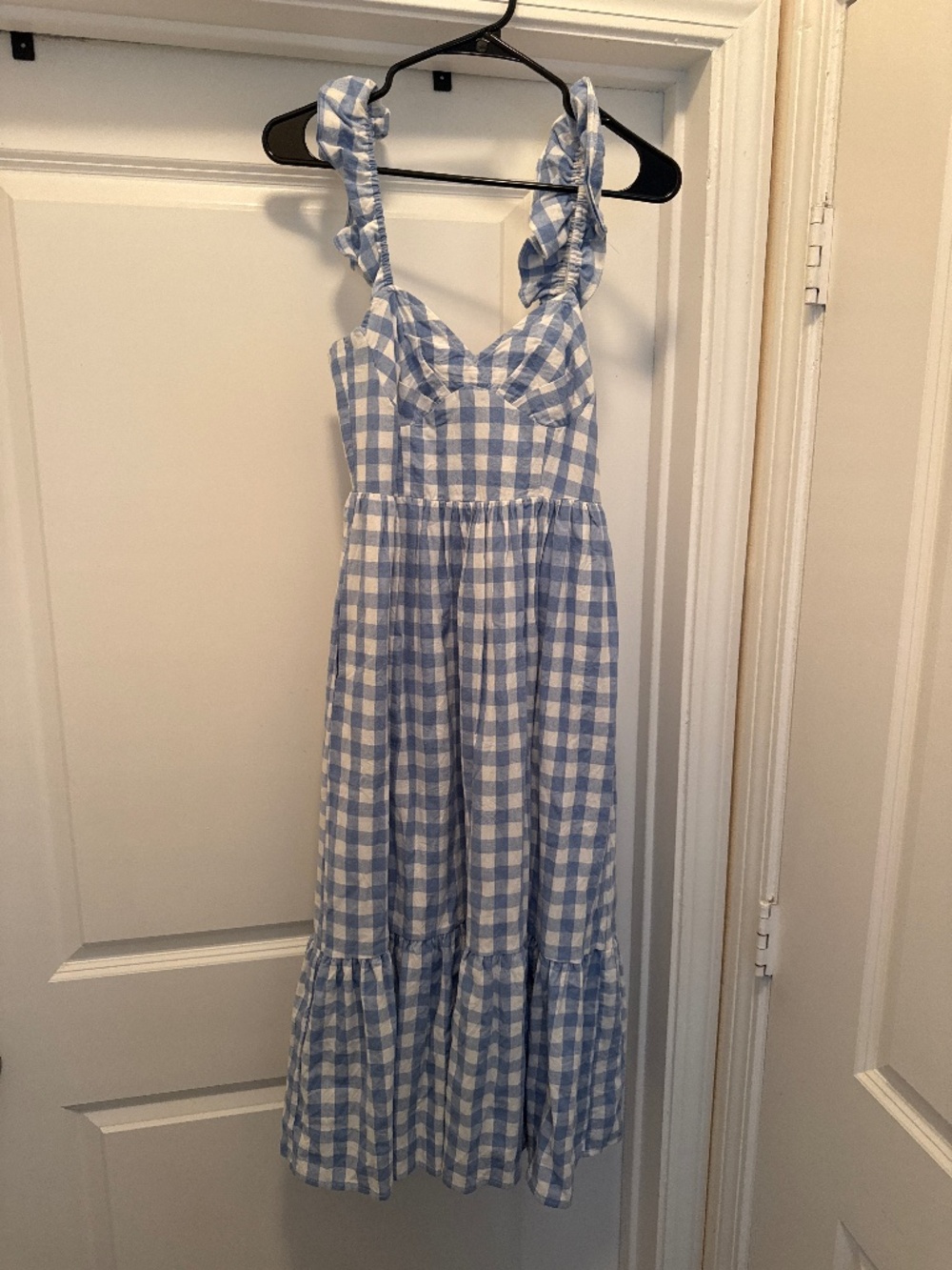 English Factory Midi Blue Gingham Dress